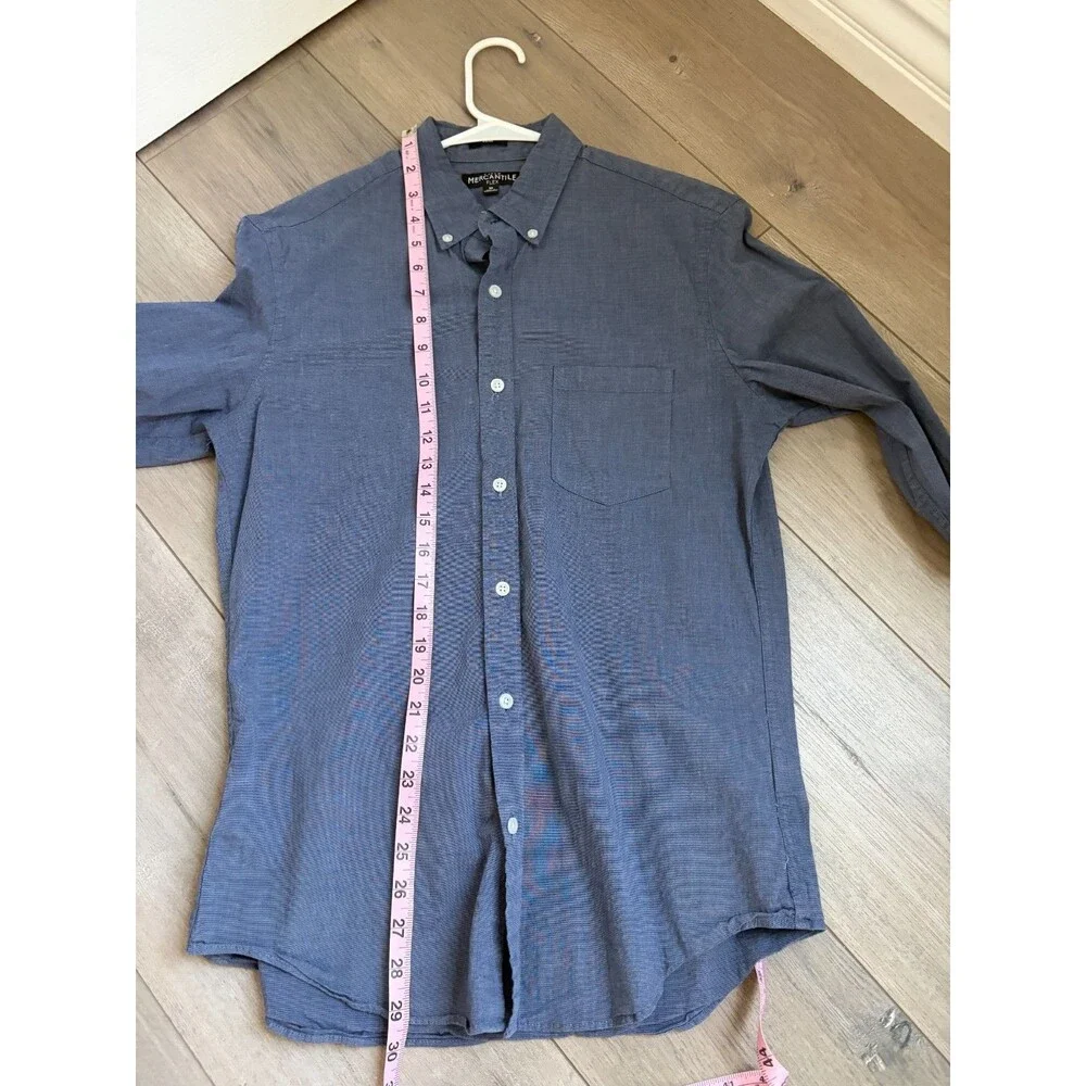 J.Crew Mercantile Flex Slim Button Down Shirt Mens Medium Blue Long Sleeve READ